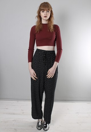 VINTAGE 90S FLORAL PATTERNED HIGH WAISTED CULOTTE TROUSERS