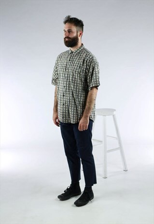 ABSTRACT SHORT SLEEVE SHIRT / AFRICAN INSPIRED FALL SHIRT