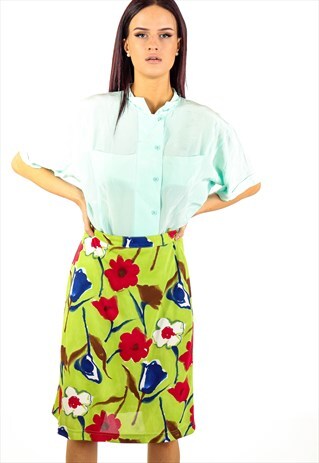 VINTAGE MARLY'S 1981 FLORAL SKIRT ACSK43