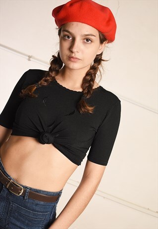 90'S RETRO EMBROIDERED PARIS CHIC MINIMALIST TOP TEE