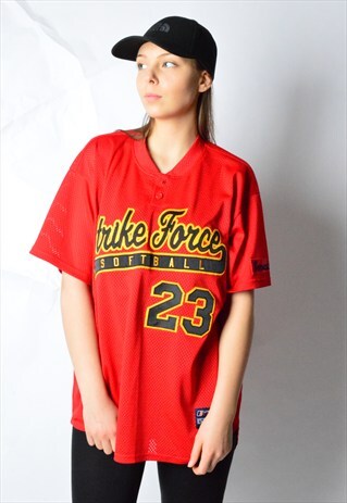 VINTAGE 90S RED SOFTBALL SPORTS JERSEY SHIRT
