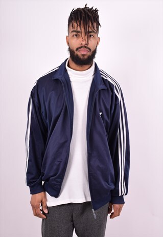 ADIDAS MENS VINTAGE TRACKSUIT TOP JACKET XL BLUE 90'S