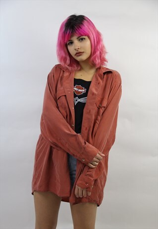 VINTAGE 90'S SUEDE FEEL RED SHIRT