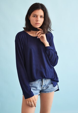 90'S RETRO MINIMALIST LOOSE-FITTED LYCRA BLOUSE TOP