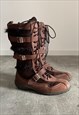 Vintage Y2K 00s real leather brown lace-up boots 
