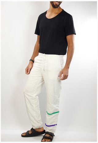 FILA TRACK PANTS / WHITE JOGGERS / 90S FILA
