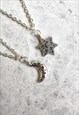 DOODLE ENGRAVED CELESTIAL MOON AND STAR 2 NECKLACE SET