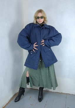 Vintage 90's baggy unisex trench ski coat in navy blue