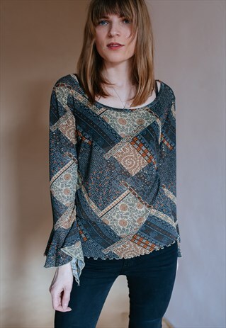 VINTAGE 90S SEE THROUGH BOHO TOP