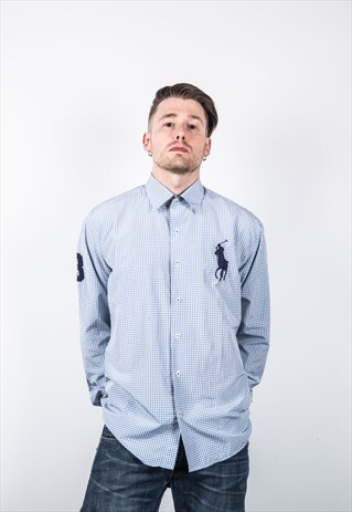 POLO RALPH LAUREN VINTAGE 1990S BLUE CHECKED SHIRT