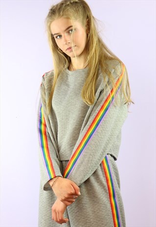 GREY RAINBOW RAGLAN JUMPER