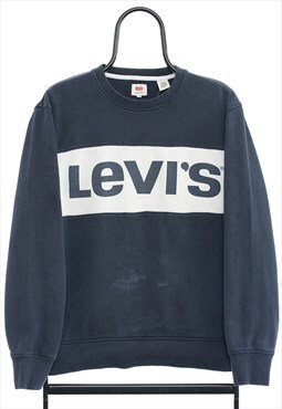 Vintage Levis Spellout Navy Sweatshirt Mens