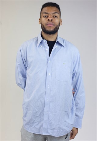 VINTAGE LACOSTE BLUE/WHITE STRIPE SHIRT