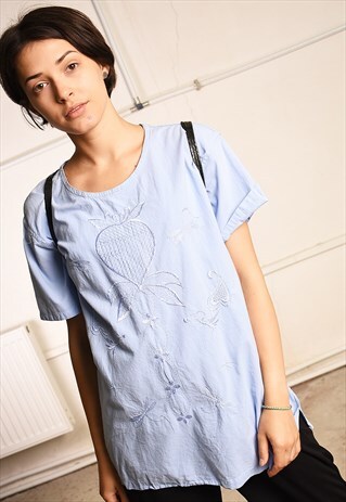 90'S RETRO BOHO FESTIVAL EMBROIDERED TOP T-SHIRT TEE