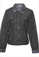 Vintage Guess Black & Snakeskin Trim Denim Jacket - M
