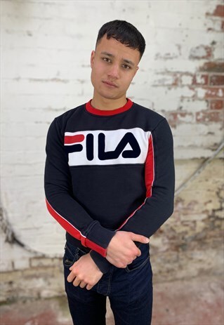 VINTAGE FILA 90'S SPELLOUT SWEATSHIRT - BLACK / RED / WHITE
