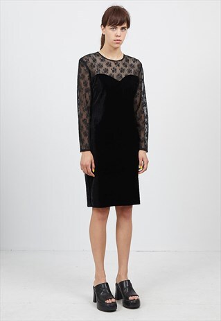 VINTAGE BLACK LONG SLEEVE MINI DRESS