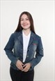 90s denim blazer, vintage women jeans crop jacket