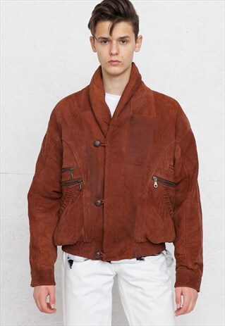 VINTAGE BROWN DON AMILLO LEATHER JACKET