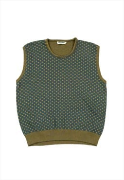 Georgio Armani Vintage fine knit wool vest blue mustard