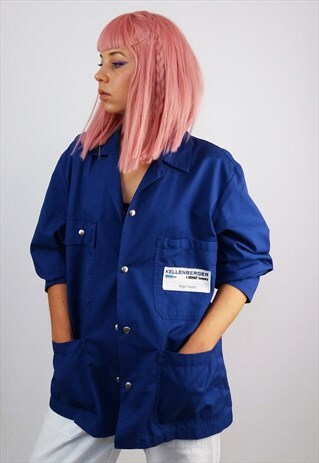 VINTAGE 90'S UNISEX WORKER CHORE JACKET IN BLUE