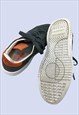 BLACK ORANGE LEATHER SUEDE LOW LACE UP CASUAL TRAINERS