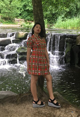 VINTAGE RED GINGHAM MINI DRESS