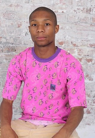 VINTAGE ASICS LOGO T-SHIRT PINK PURPLE