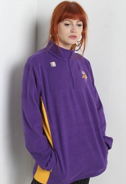 Vintage Minnesota Viking 1/4 Zip Fleece Sweatshirt Purple