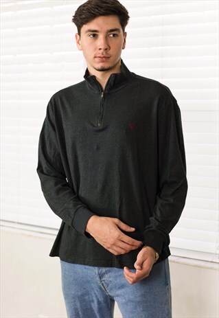 VINTAGE POLO RALPH LAUREN 1/4 ZIP JUMPER LOGO 90S XL 10.8