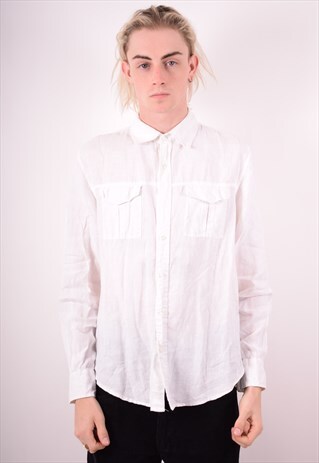 SERGIO TACCHINI MENS VINTAGE SHIRT MEDIUM WHITE 90S