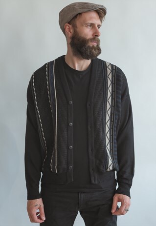 VINTAGE 80S FUNKY ABSTRACT PATTERN CARDIGAN