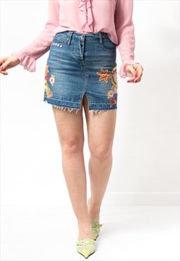 Vintage patched denim skirt mini patchwork