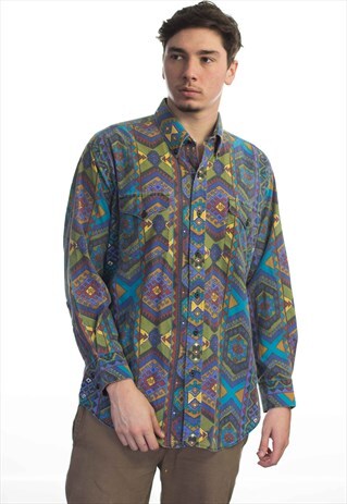 VINTAGE RETRO PATTERN SHIRT 90S X 11.4