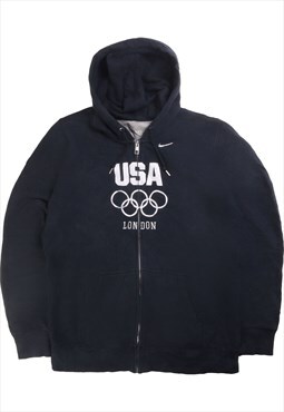 Vintage  Nike Hoodie USA Olympic Team Full Zip Up Navy Blue