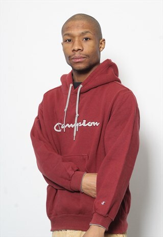 VINTAGE CHAMPION LOGO HOODIE MAROON
