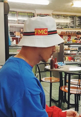 FMC STRIPED LOGO BUCKET HAT WHITE