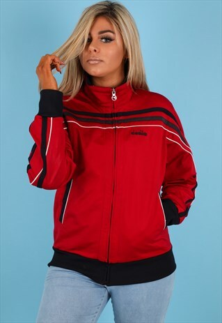 VINTAGE DIADORA JACKET IN RED NJ517