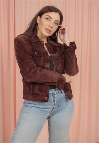 VINTAGE 80S SUEDE JACKET IN CHOCOLATE