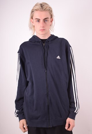 ADIDAS MENS VINTAGE TRACKSUIT TOP JACKET XL NAVY BLUE 90S