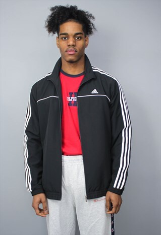 VINTAGE BLACK AND WHITE ADIDAS BIG LOGO TRACKSUIT JACKET