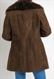 WOMEN SHEEPSKIN COAT 70S, SIZE M, BROWN SUEDE VINTAGE 5922