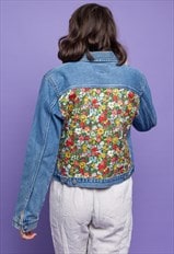 Floral Reworked Upcycled Vintage Denim Jacket