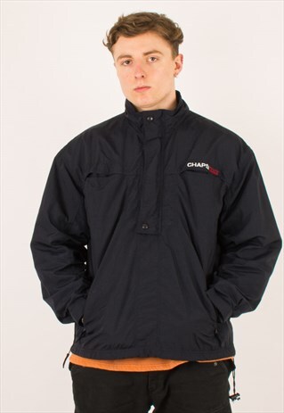 VINTAGE NAVY CHAPS RALPH LAUREN ANORAK PULLOVER JACKET LARGE