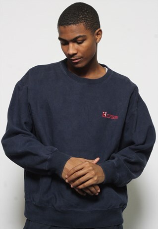 VINTAGE TOMMY HILFIGER OVERSIZED LOGO SWEATSHIRT BLUE