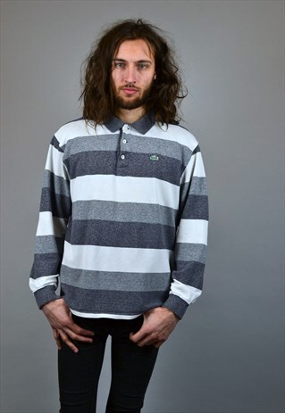 VINTAGE 90'S LACOSTE LONG-SLEEVED STRIPED POLO SHIRT