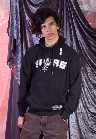 VINTAGE CHAMPION BLACK NBA HOUSTON SPURS HOODIE