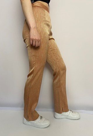 VINTAGE 90S ROSE GOLD ORANGE SHINY PANTS