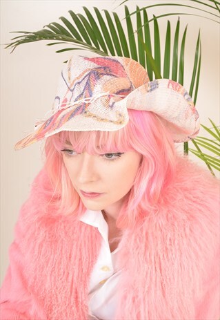Y2K HALLOWEEN PATTERNED SUN HAT PINK
