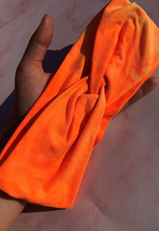 NEON ORANGE KNOT COTTON HEADBAND